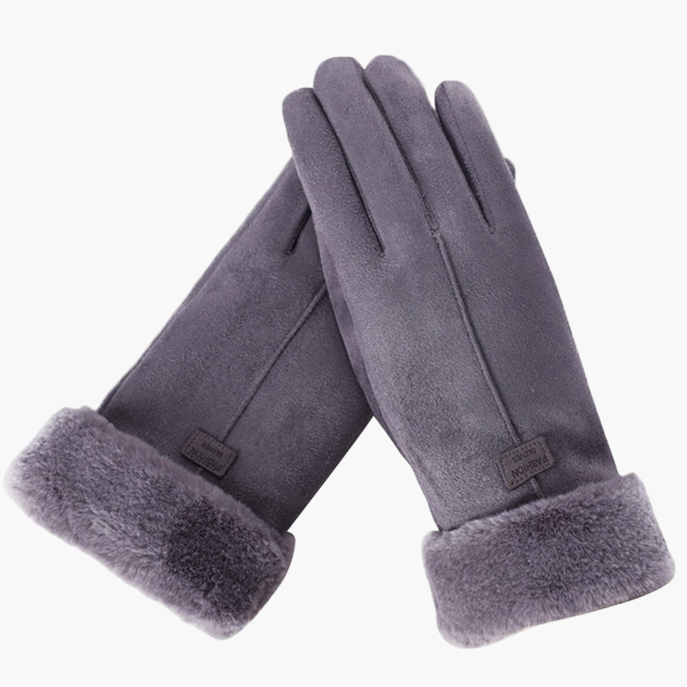 Women's Furry Winter Gloves with Touchscreen Function and Waterproof Design - Elegant Warm Outdoor Style