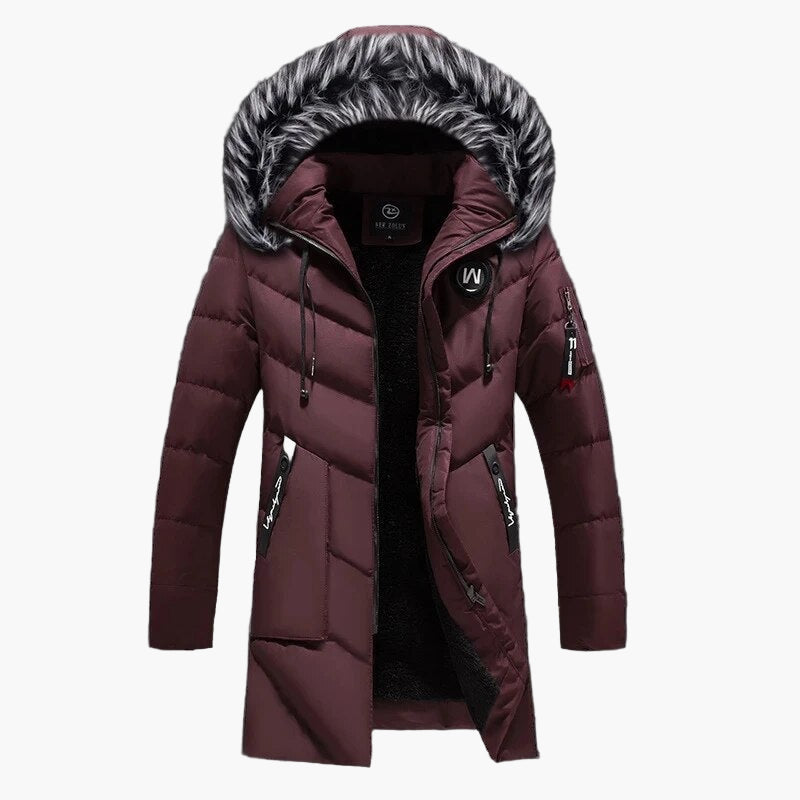Men's Winter Puffer Parka with Hood and Faux Fur – Stylish Quilted Long Jacket for Cold Weather
