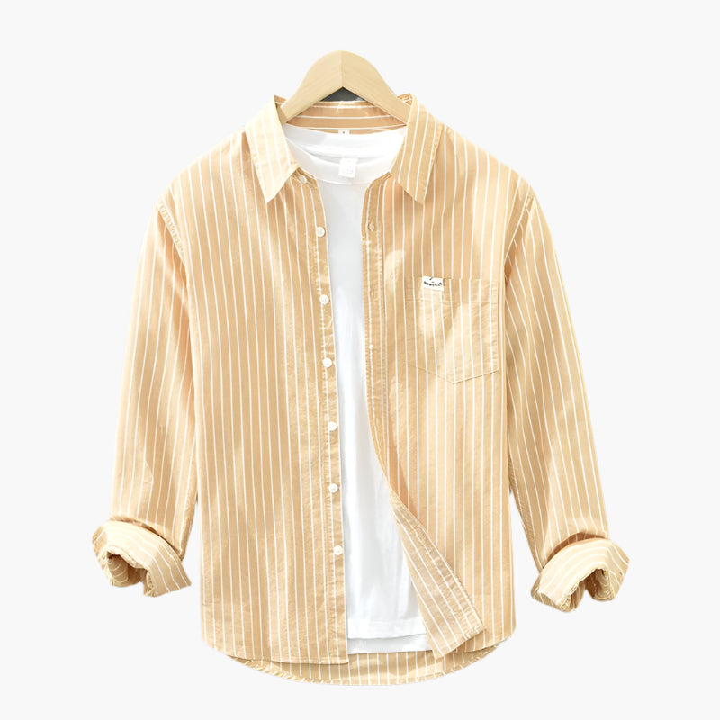 Men's Casual Striped Button-Down Shirt – Classic Relaxed Fit for Everyday and Business