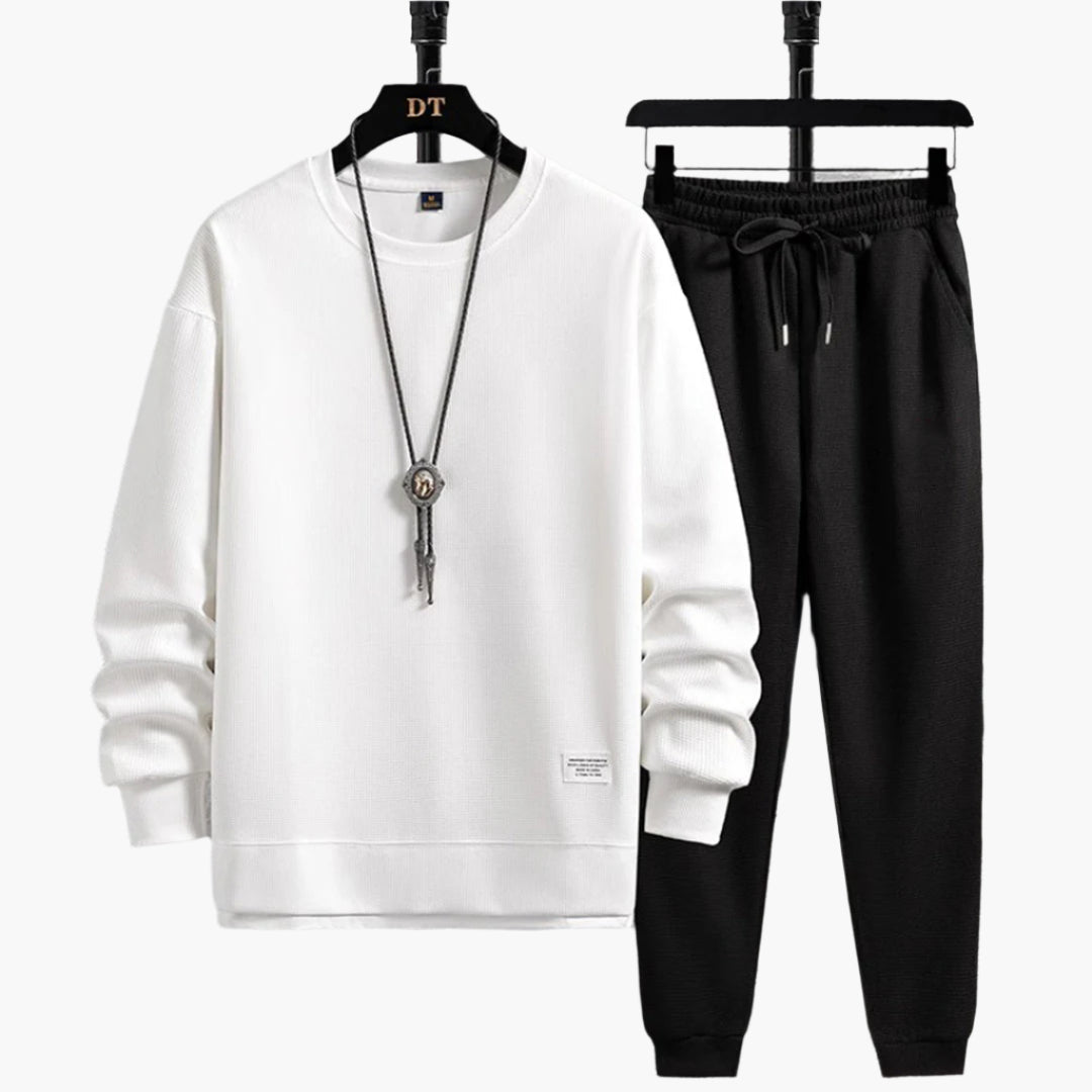 Men's Modern Jogger Set Relaxed Fit Sweatshirt and Pants Loungewear Outfit
