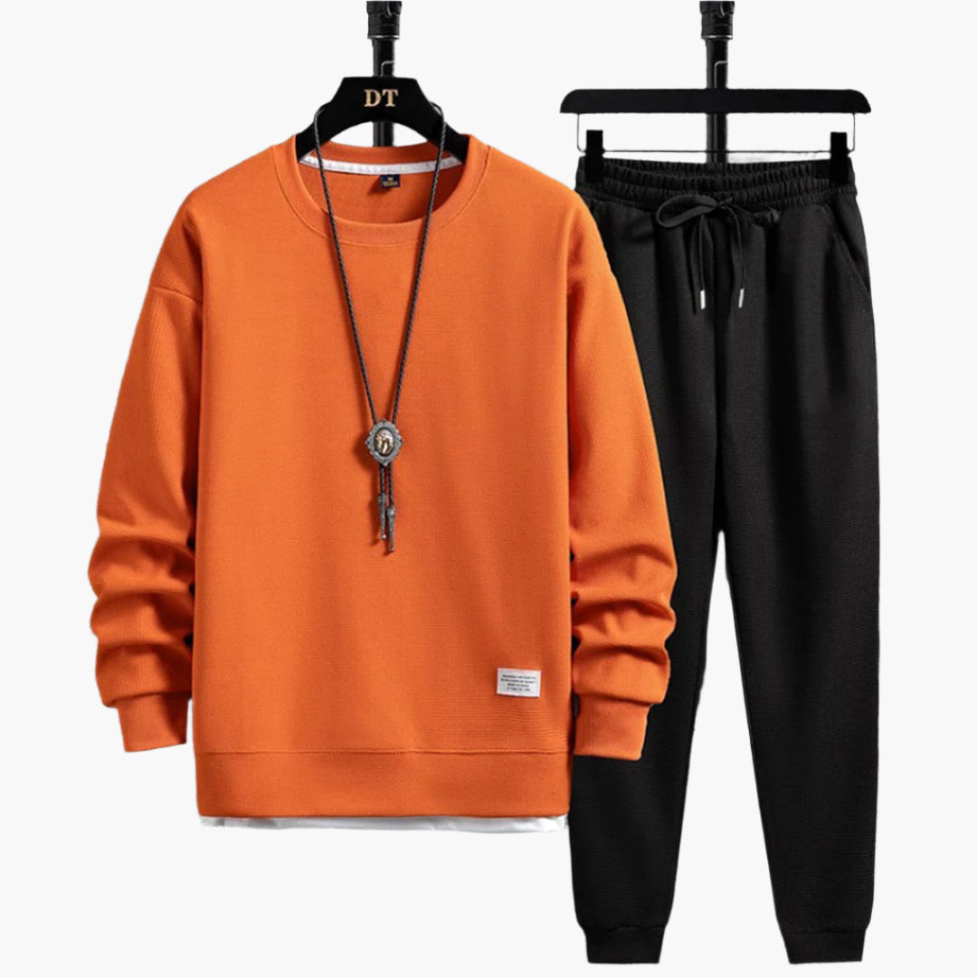 Men's Modern Jogger Set Relaxed Fit Sweatshirt and Pants Loungewear Outfit