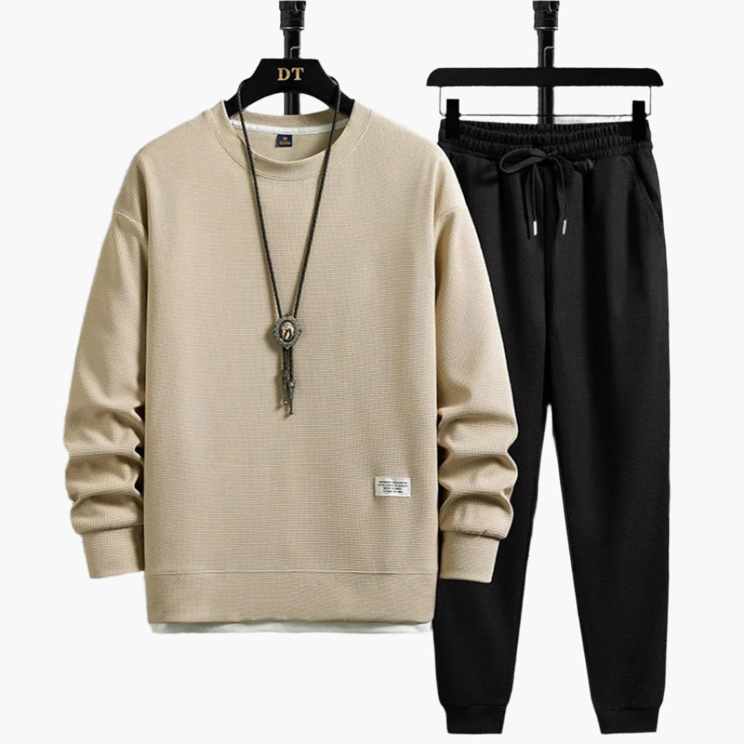 Men's Modern Jogger Set Relaxed Fit Sweatshirt and Pants Loungewear Outfit
