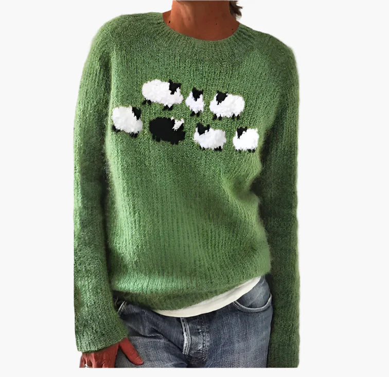 Women's Retro Boho Knit Pullover Sweater – Casual Fall Style for Everyday Comfort