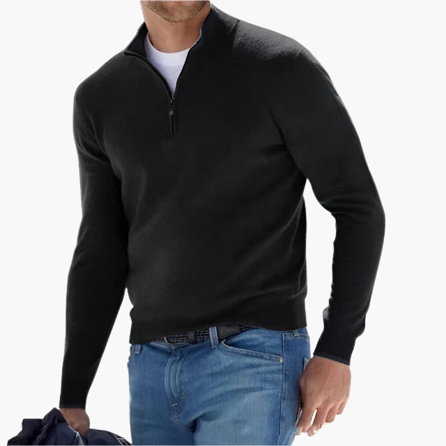 Men's Quarter-Zip Stand Collar Sweater – Classic Versatile Pullover for Everyday and Office