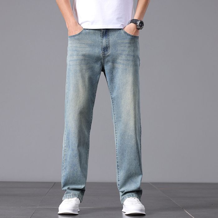 Men's Casual Straight Fit Jeans Relaxed Streetwear Style