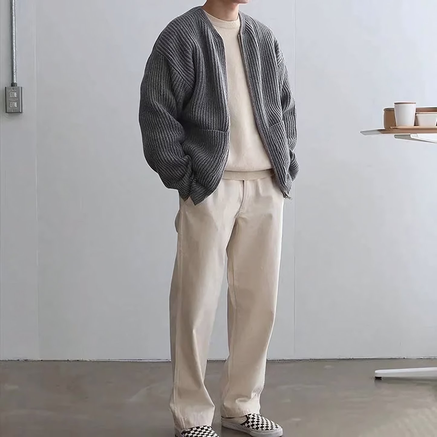 Men's Casual Knit Zip-Up Cardigan with Pockets – Everyday Modern Style