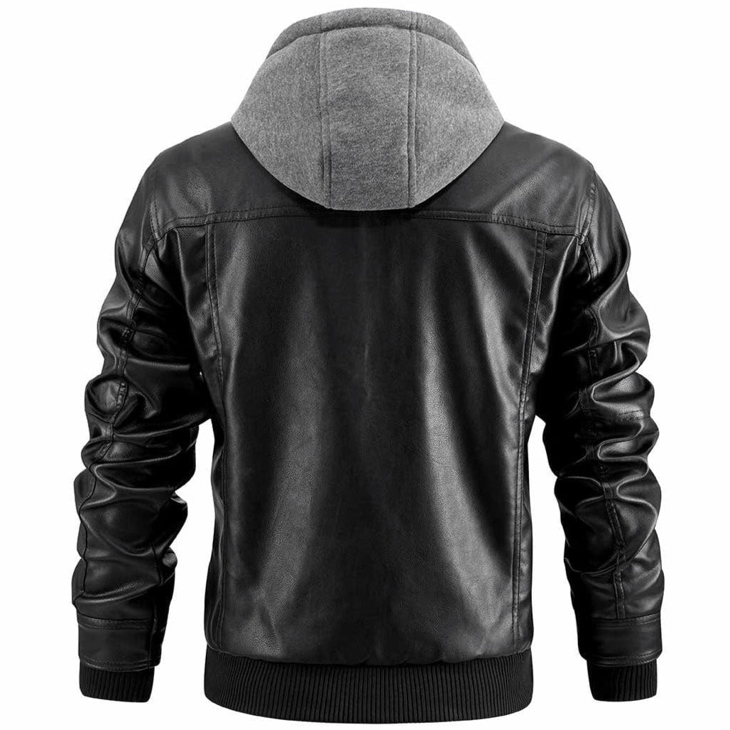 Men's Urban Biker Jacket with Hood – Modern Street Style for Everyday Wear
