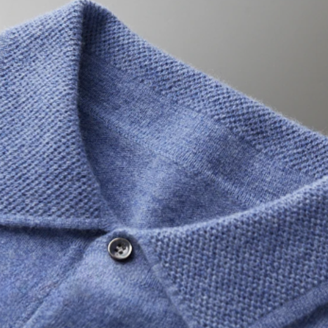 Men's Classic Knit Polo Sweater – Elegant Long Sleeve Pullover for Everyday and Office