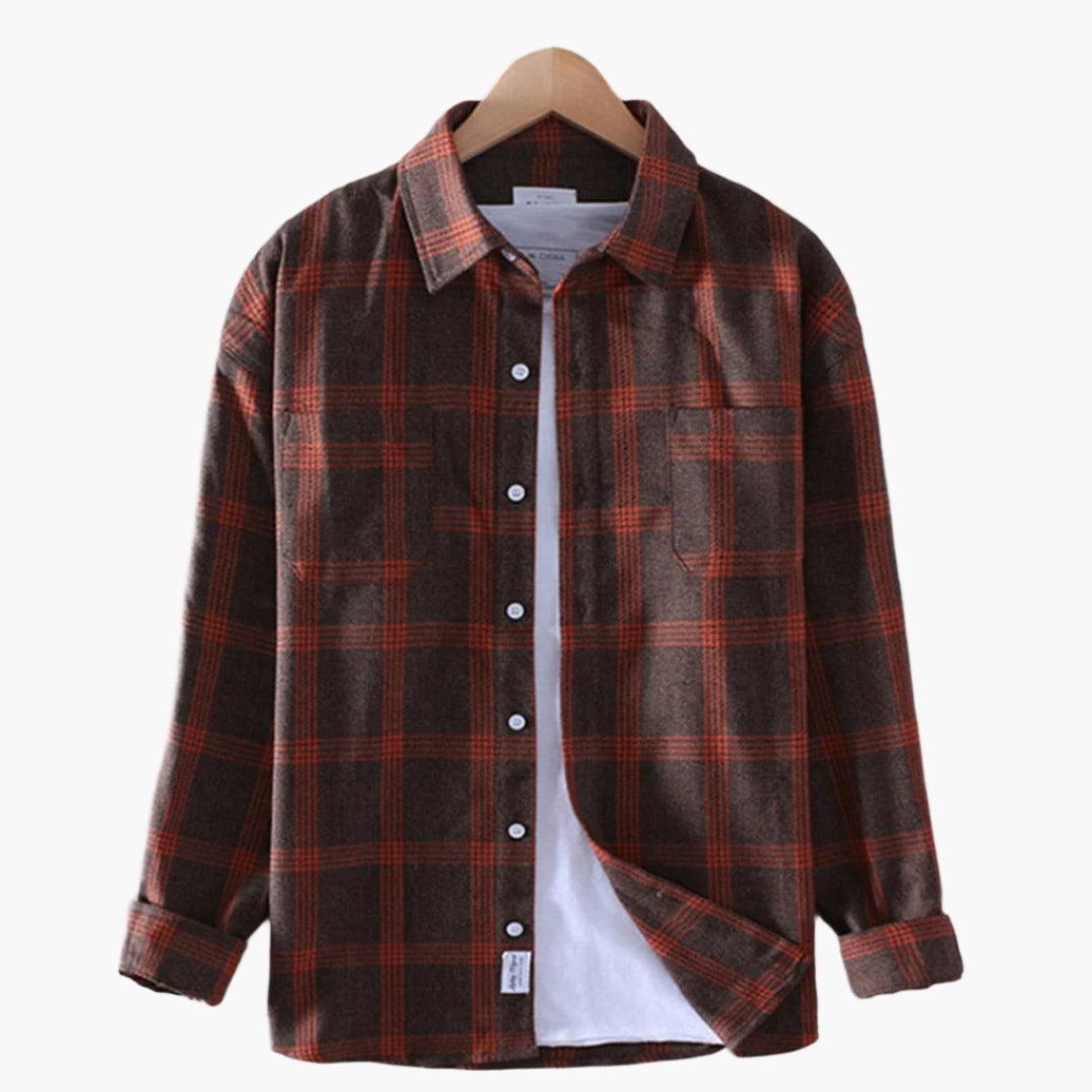 Men's Casual Plaid Button-Down Shirt - Relaxed Outdoor & Everyday Style