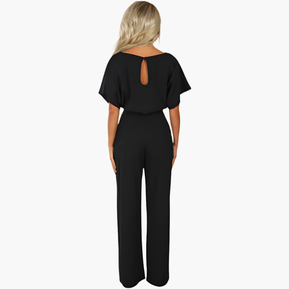 Women's Elegant Wide-Leg Jumpsuit with Waist Tie – Versatile Modern One-Piece for Office, Events & Casual Wear