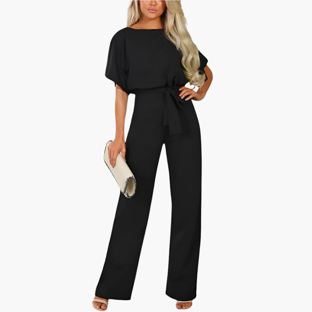 Women's Elegant Wide-Leg Jumpsuit with Waist Tie – Versatile Modern One-Piece for Office, Events & Casual Wear