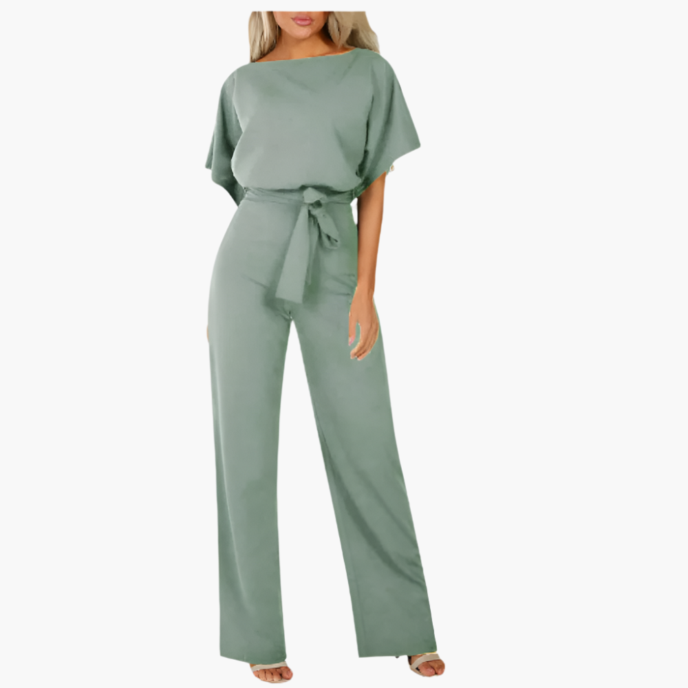 Women's Elegant Wide-Leg Jumpsuit with Waist Tie – Versatile Modern One-Piece for Office, Events & Casual Wear