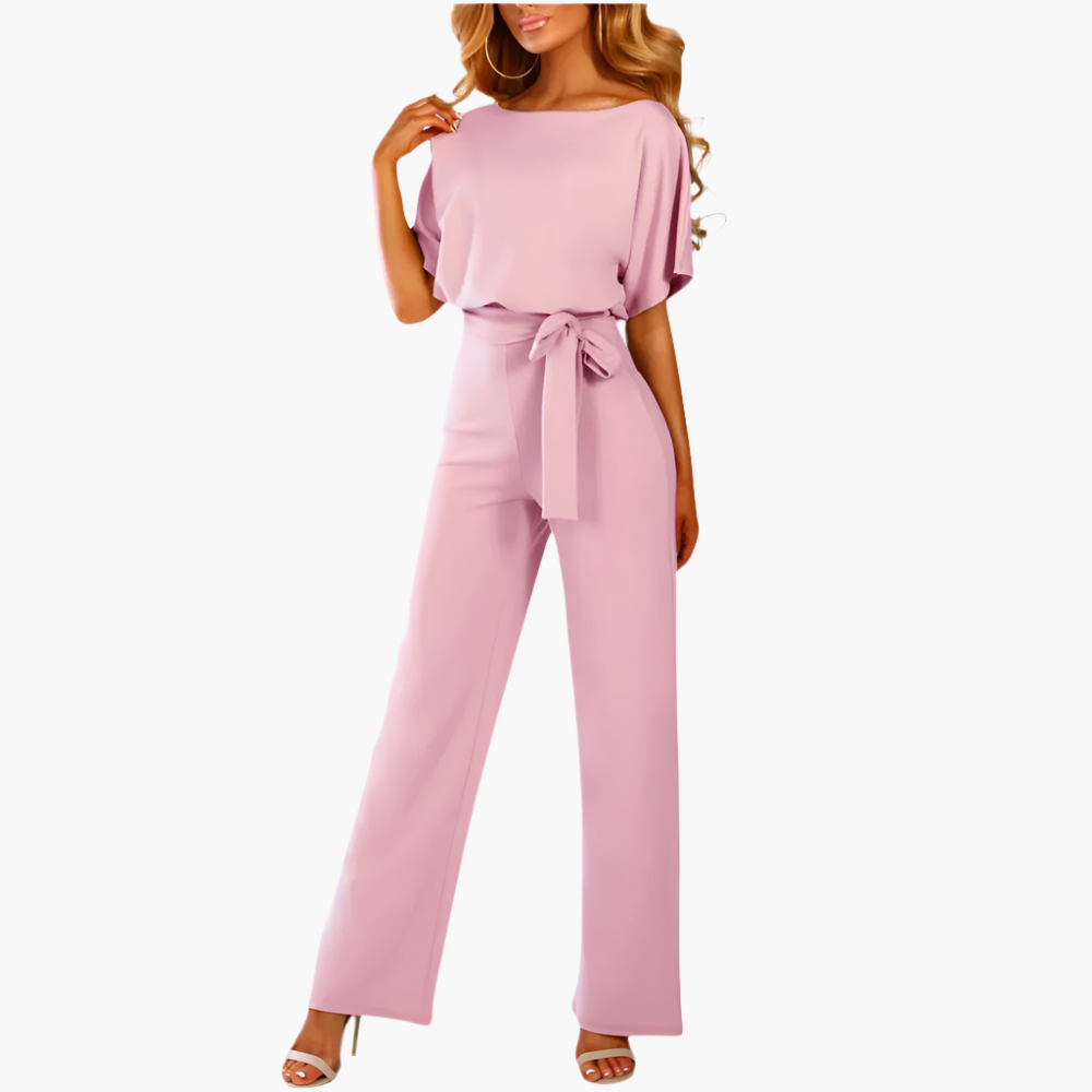 Women's Elegant Wide-Leg Jumpsuit with Waist Tie – Versatile Modern One-Piece for Office, Events & Casual Wear