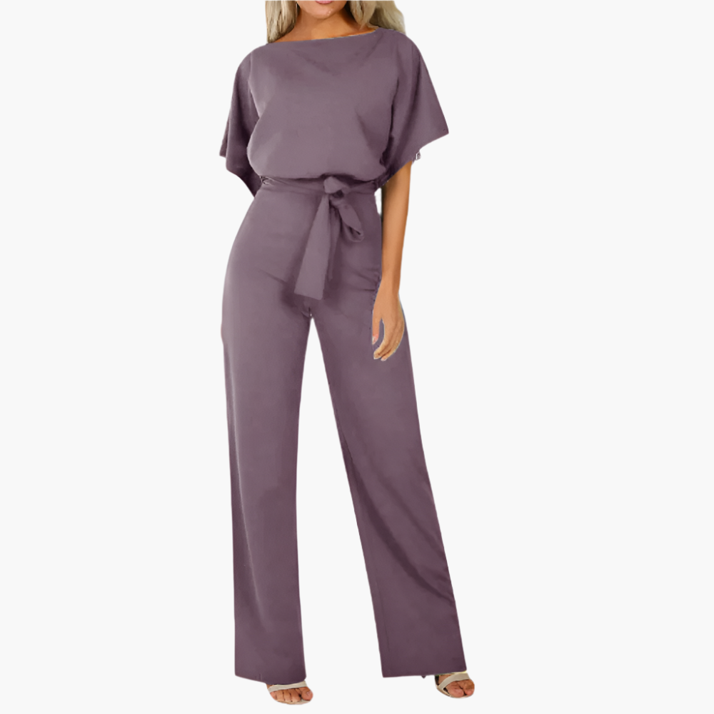 Women's Elegant Wide-Leg Jumpsuit with Waist Tie – Versatile Modern One-Piece for Office, Events & Casual Wear