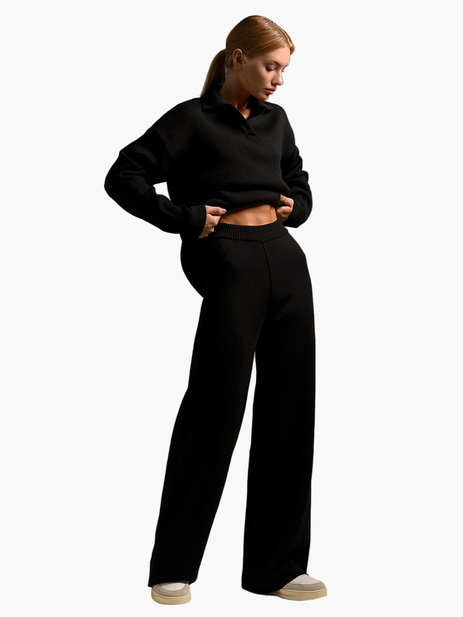 Women's Relaxed Loungewear Set – Oversized Pullover & Wide-Leg Pants for Comfort and Casual Style