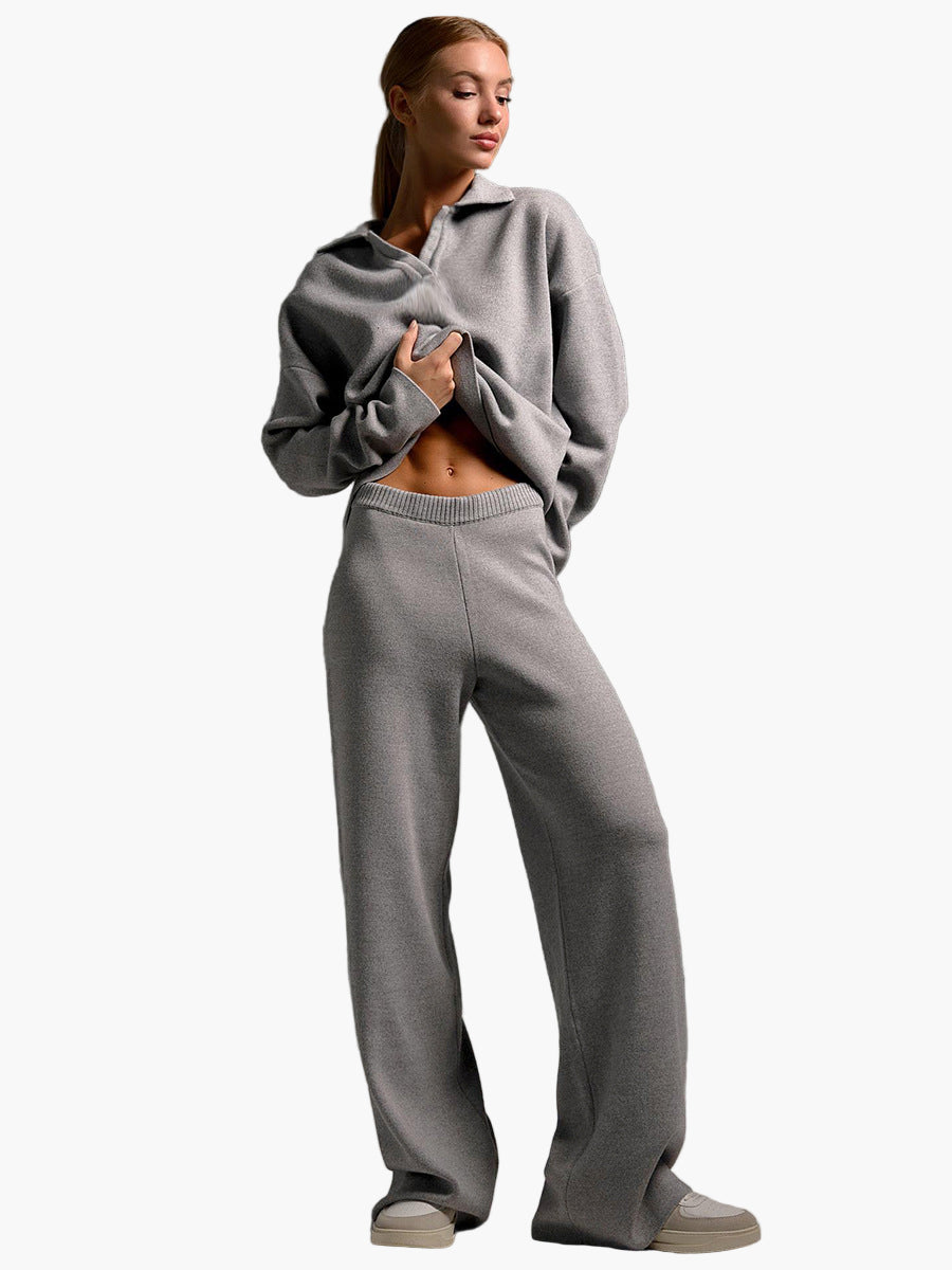 Women's Relaxed Loungewear Set – Oversized Pullover & Wide-Leg Pants for Comfort and Casual Style