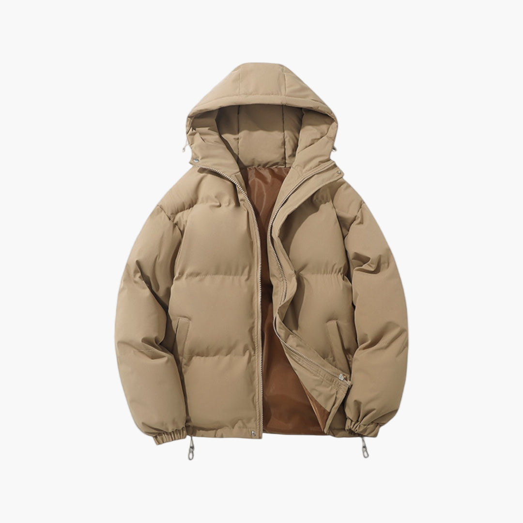 Men's Hooded Puffer Winter Jacket Classic Quilted Warm Outdoor Style