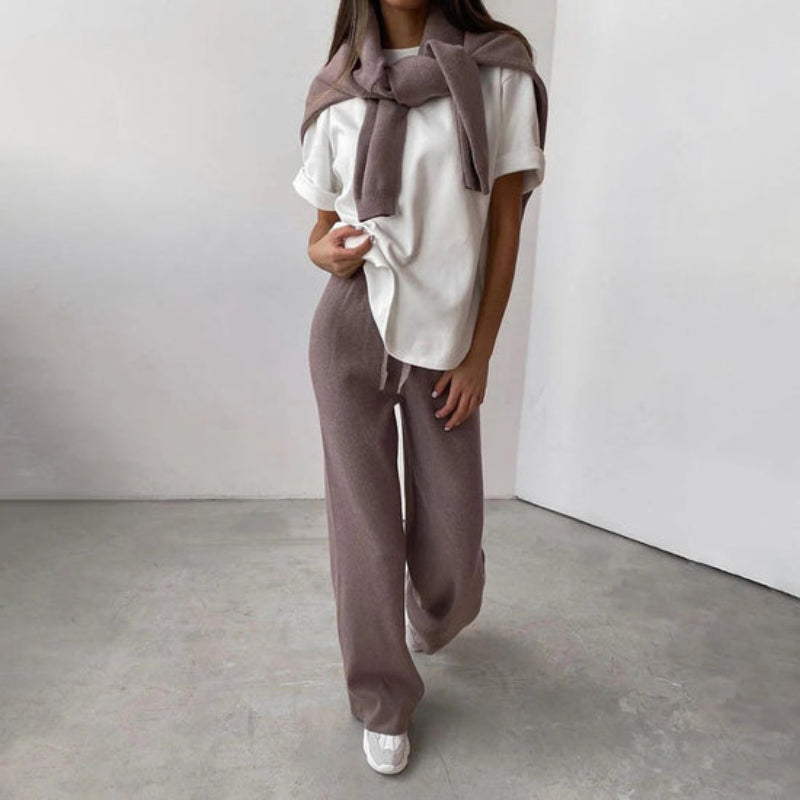 Women's Lounge Set with Turtleneck Pullover - Cozy Relaxed Fit Loungewear