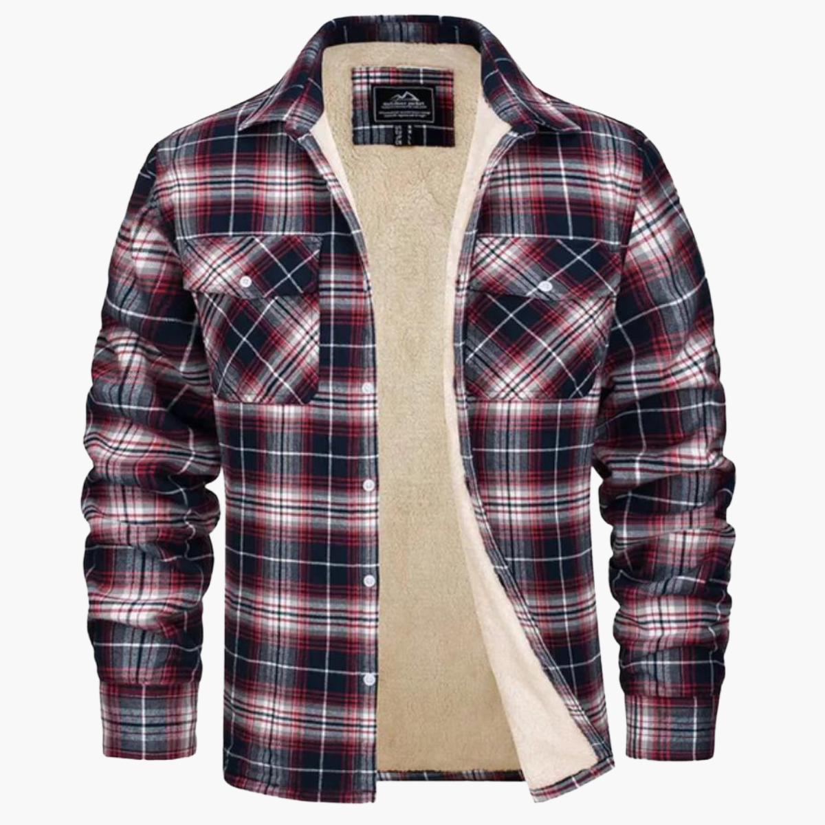 Men's Casual Plaid Shirt Jacket with Warm Fleece Lining for Everyday and Outdoor Wear