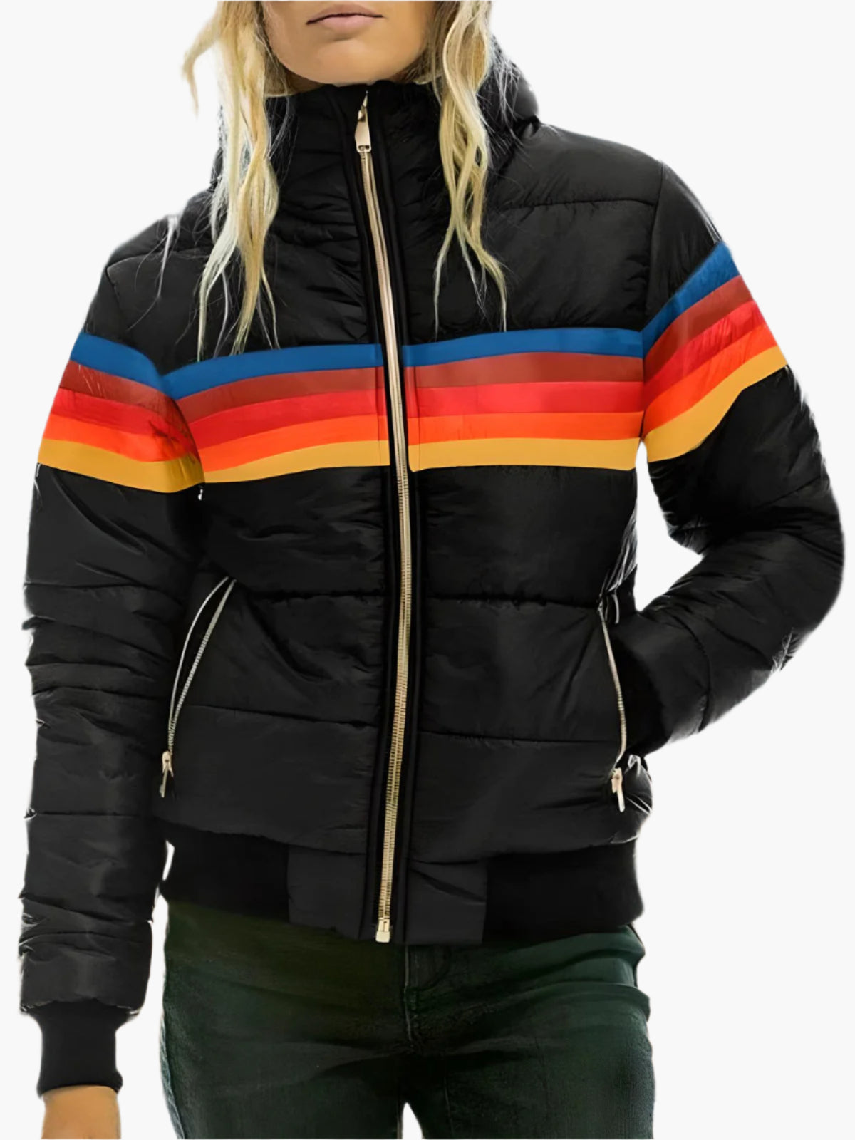 Women's Retro Puffer Jacket with Hood – Vintage Style Winter Outerwear
