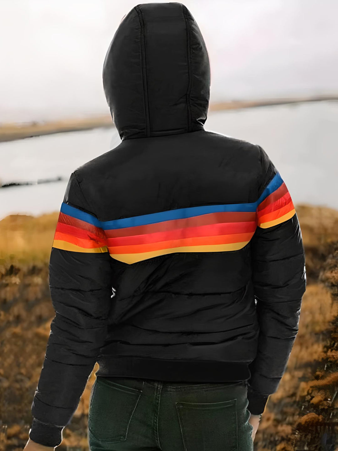 Women's Retro Puffer Jacket with Hood – Vintage Style Winter Outerwear