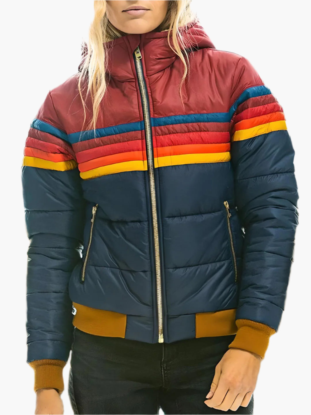 Women's Retro Puffer Jacket with Hood – Vintage Style Winter Outerwear