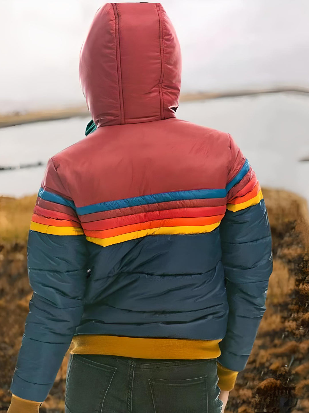 Women's Retro Puffer Jacket with Hood – Vintage Style Winter Outerwear