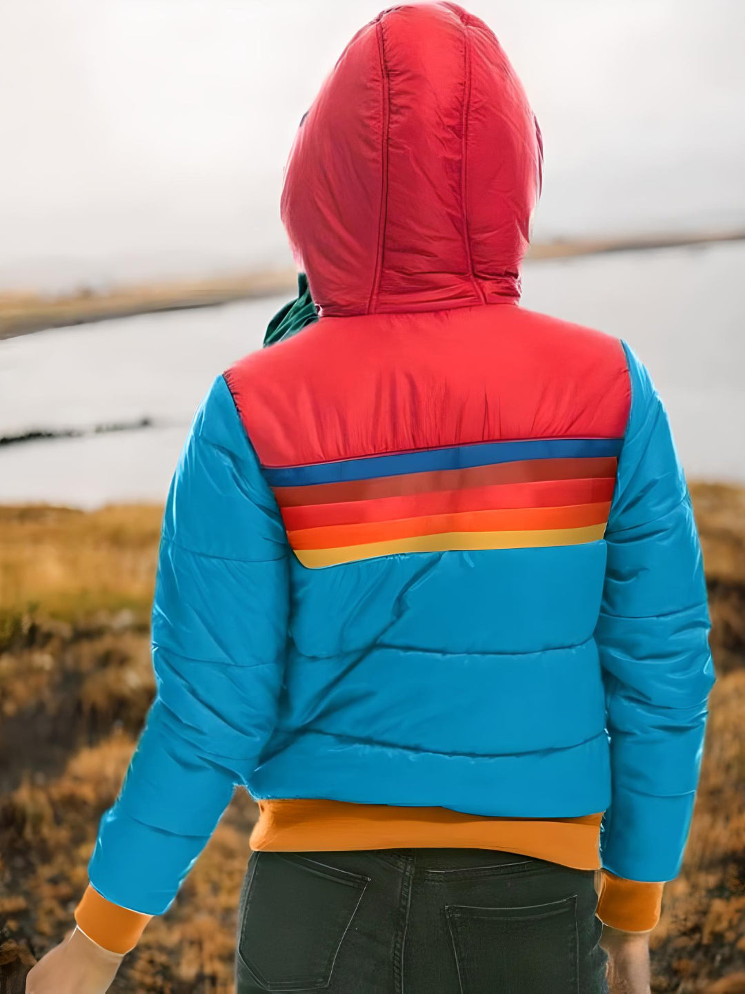 Women's Retro Puffer Jacket with Hood – Vintage Style Winter Outerwear