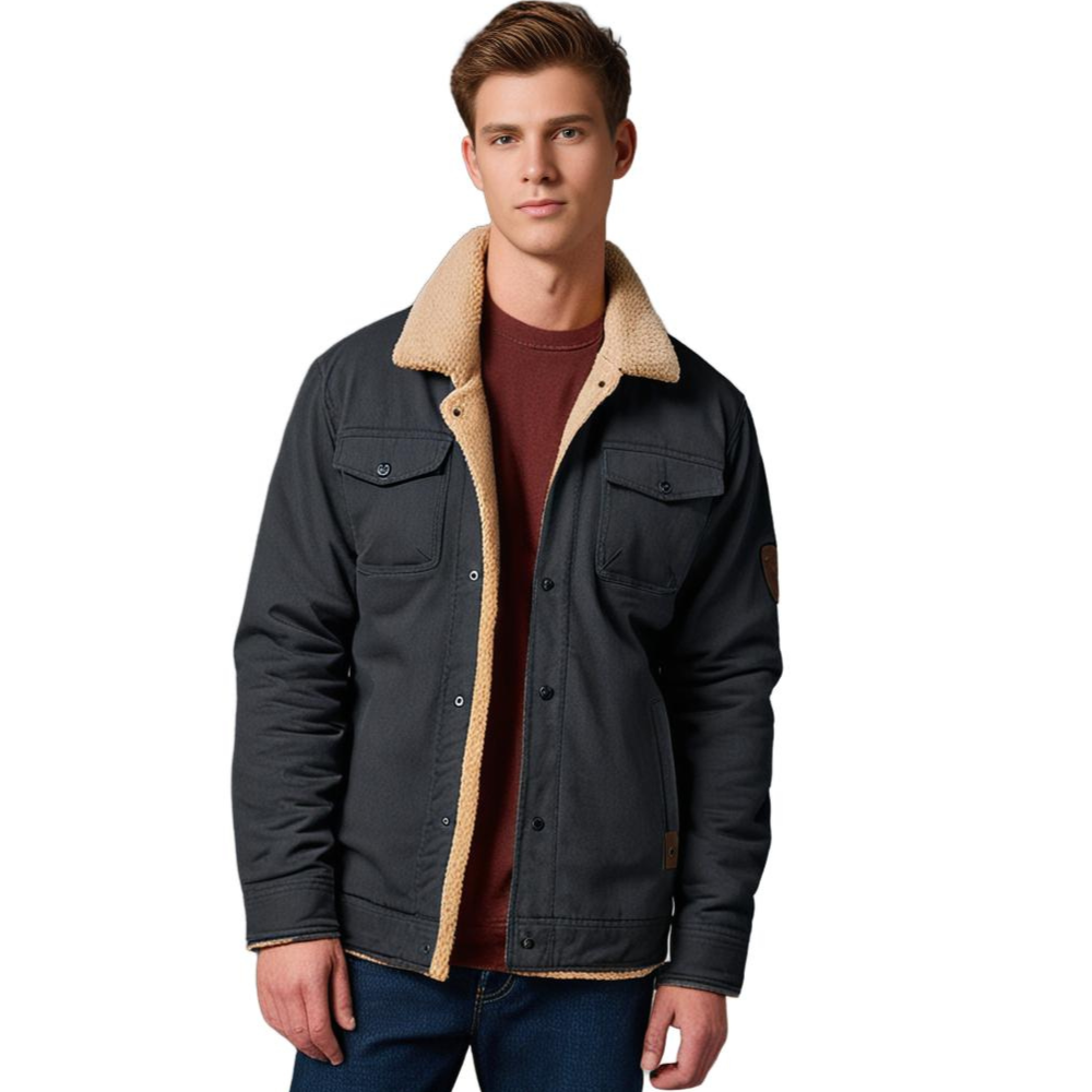 Men's Vintage Winter Bomber Jacket with Sherpa Lining – Classic Style for Cold Weather