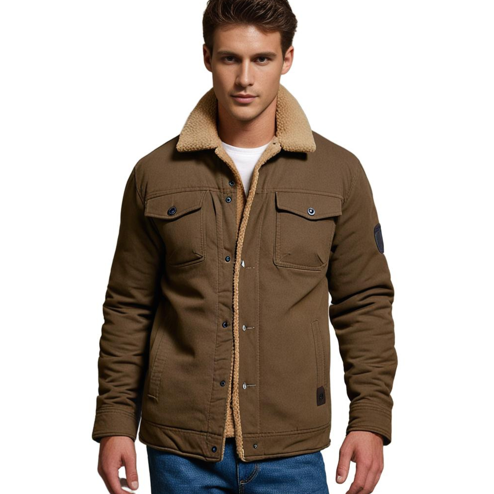Men's Vintage Winter Bomber Jacket with Sherpa Lining – Classic Style for Cold Weather