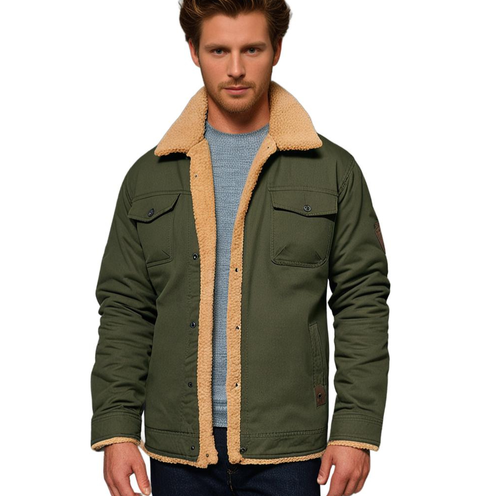 Men's Vintage Winter Bomber Jacket with Sherpa Lining – Classic Style for Cold Weather