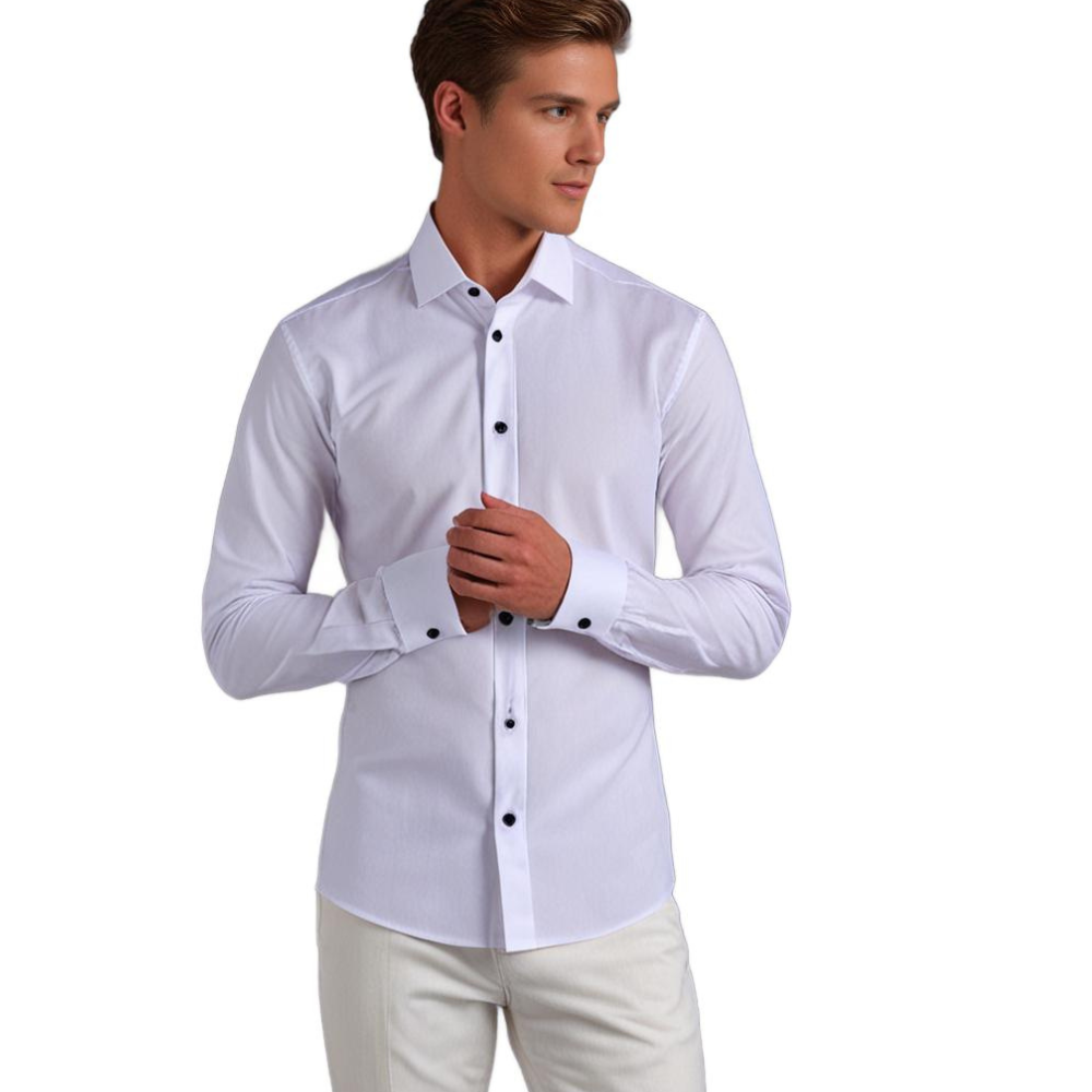 Men's Classic Slim Fit Stretch Dress Shirt – Business & Casual Style