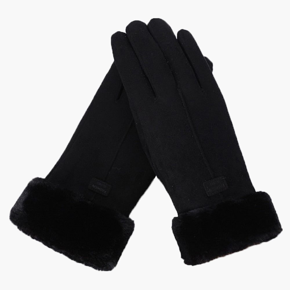 Women's Furry Winter Gloves with Touchscreen Function and Waterproof Design - Elegant Warm Outdoor Style