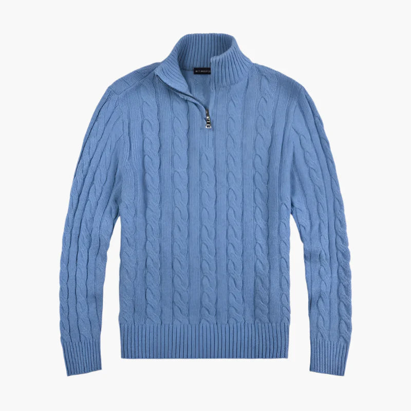 Men's Classic Cable Knit Quarter Zip Sweater – Old Money Style