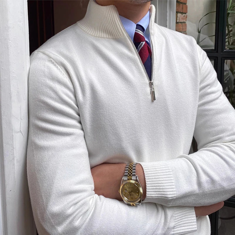 Men's Smart Half-Zip Pullover Sweater – Modern Business & Casual Style