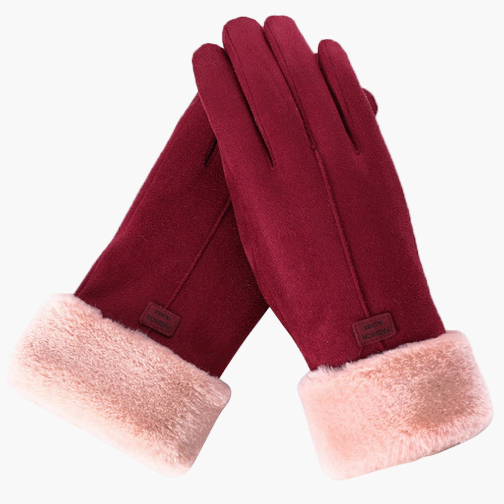 Women's Furry Winter Gloves with Touchscreen Function and Waterproof Design - Elegant Warm Outdoor Style