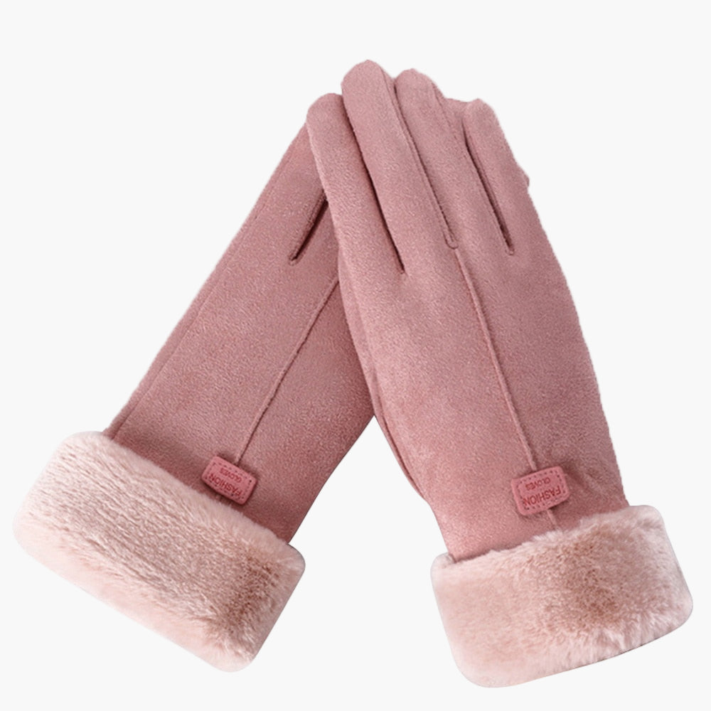 Women's Furry Winter Gloves with Touchscreen Function and Waterproof Design - Elegant Warm Outdoor Style