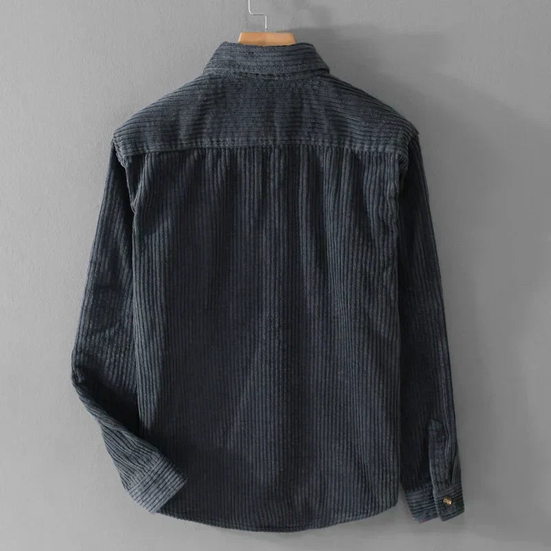 Men's Casual Corduroy Shirt Long Sleeve Button Up Versatile Style