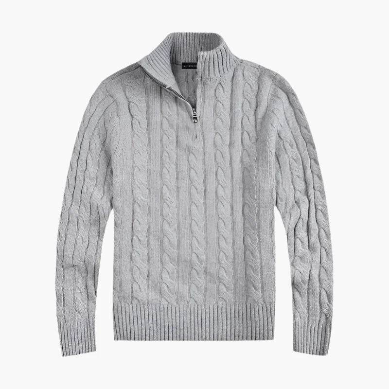 Men's Classic Cable Knit Quarter Zip Sweater – Old Money Style