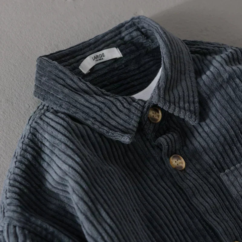 Men's Casual Corduroy Shirt Long Sleeve Button Up Versatile Style