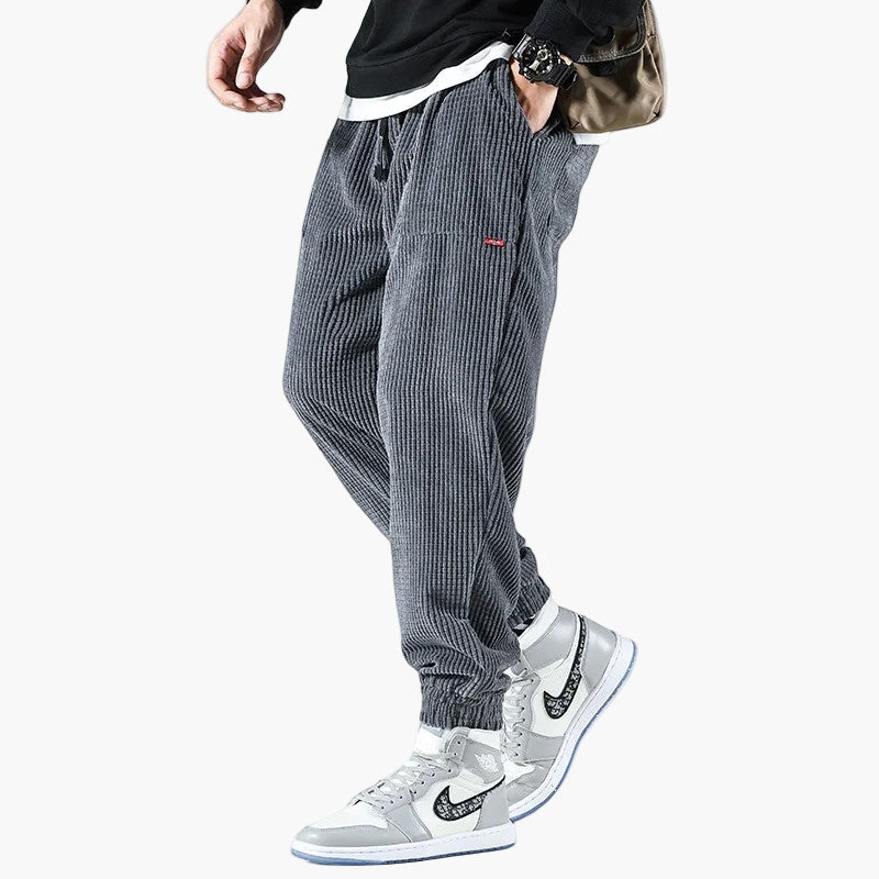 Men's Relaxed Fit Corduroy Jogger Sweatpants for Casual and Streetwear