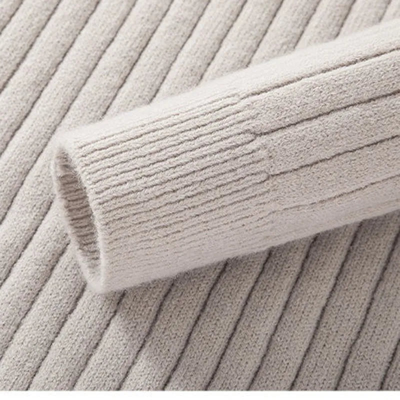 Men's Ribbed Knit Quarter-Zip Pullover Sweater with Stand Collar – Classic Versatile Style for Everyday and Office Wear