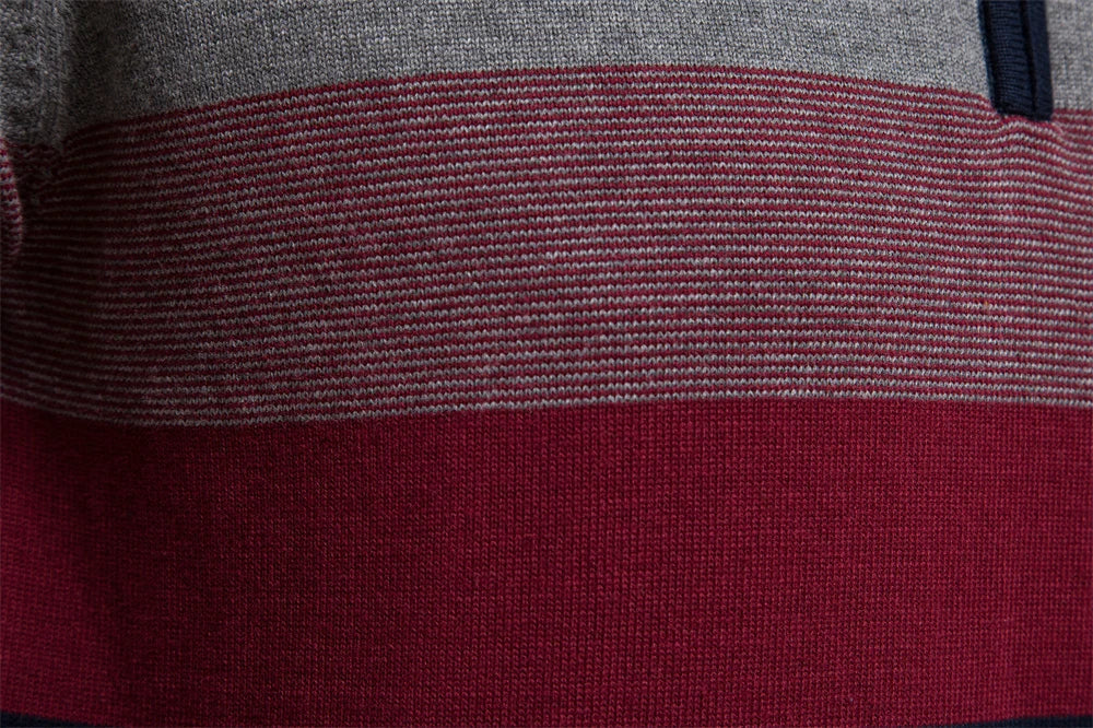 Men's Quarter-Zip Striped Sweater – Modern Slim Fit Pullover for Office, Casual, and Special Occasions