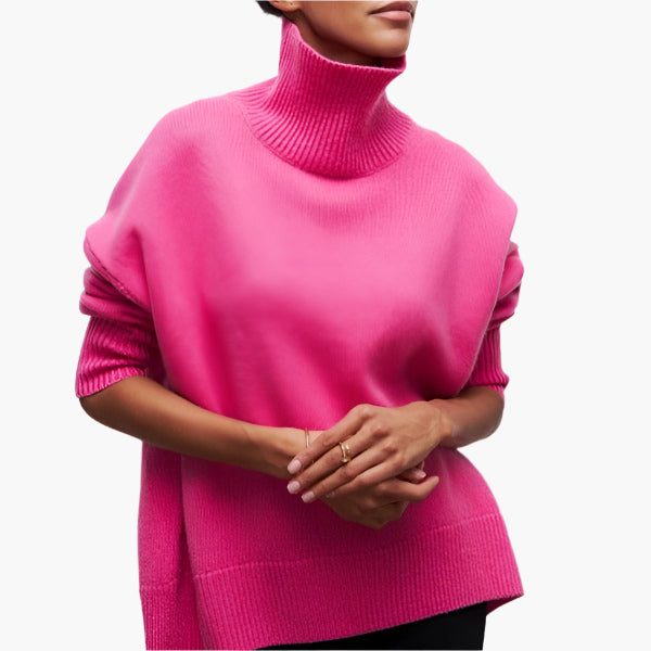 Women's Elegant Oversized Turtleneck Sweater with Voluminous Sleeves – Modern Style for Versatile Wear