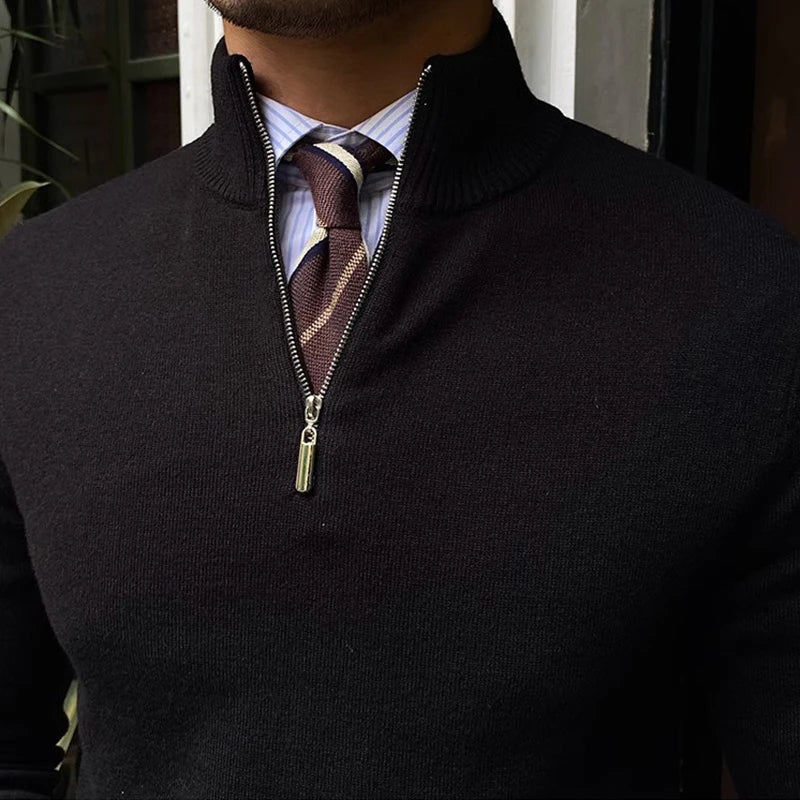 Men's Smart Half-Zip Pullover Sweater – Modern Business & Casual Style