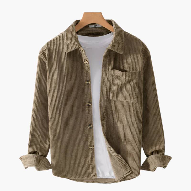 Men's Casual Corduroy Shirt Long Sleeve Button Up Versatile Style