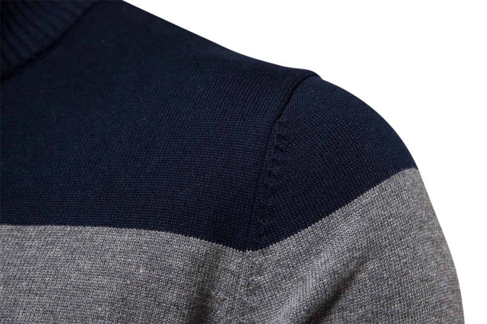 Men's Quarter-Zip Striped Sweater – Modern Slim Fit Pullover for Office, Casual, and Special Occasions
