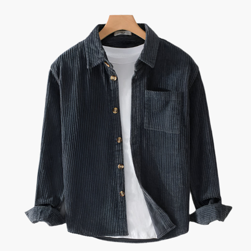 Men's Casual Corduroy Shirt Long Sleeve Button Up Versatile Style