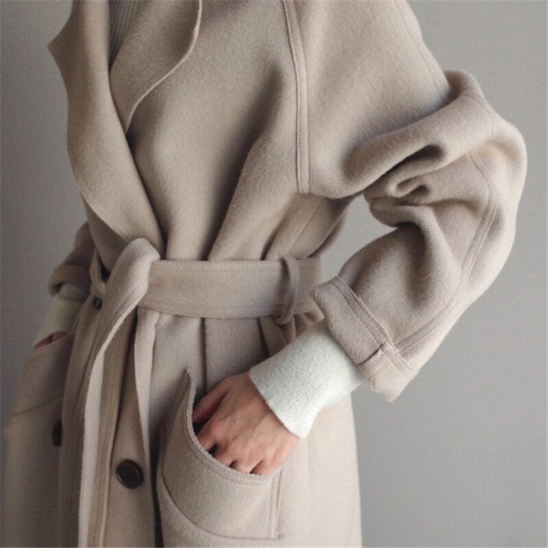 Women's Elegant Long Classic Winter Overcoat - Versatile Stylish Outerwear for Everyday, Office, and Special Occasions