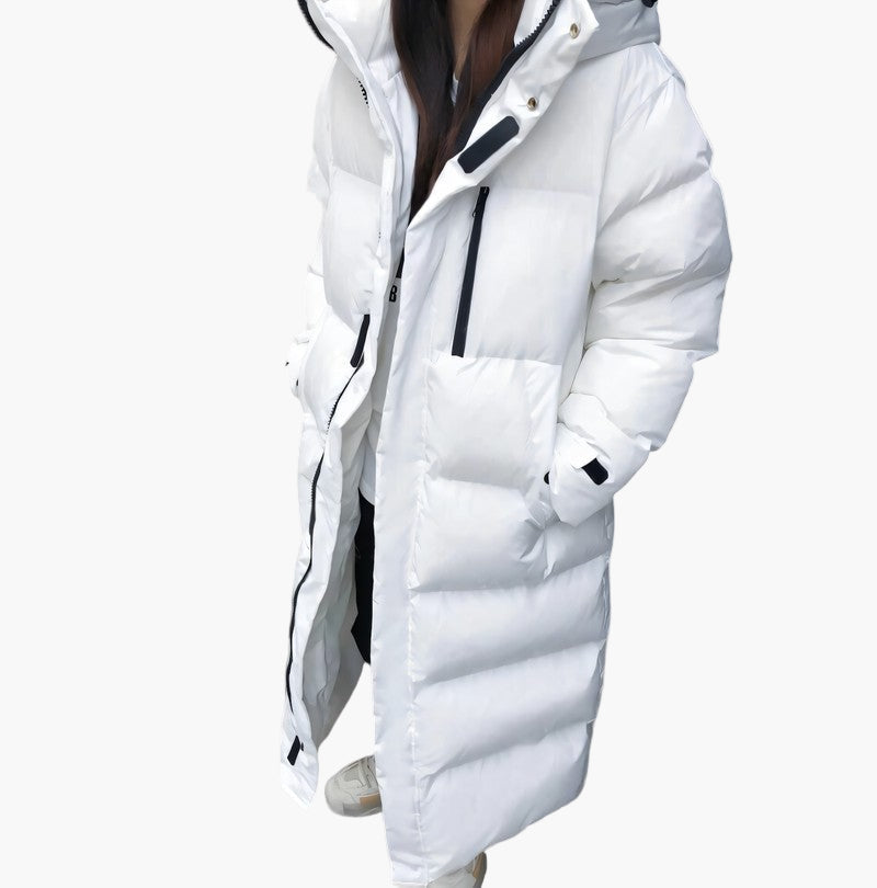 Women's Long Puffer Winter Coat Hooded Warm Elegant Outdoor Parka